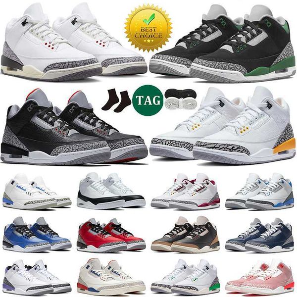

men women 3 basketball shoes white cement 3s reimagined racer blue pine green unc cardinal red rust pink georgetown mens trainer
