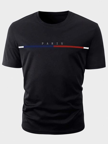 

men's fashion men's letter pattern t-shirt, White;black