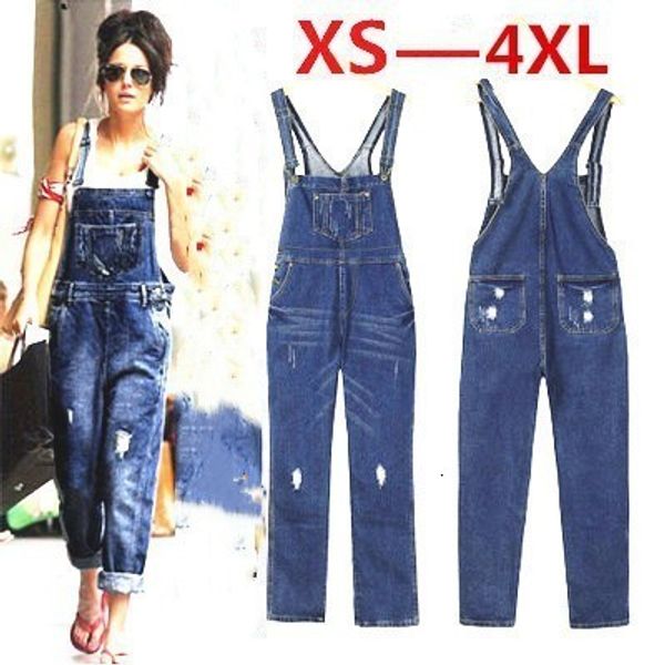 

women s jeans 4xl women denim jumpsuit gothic ripped loose streetwear suspenders workwear frayed full length vintage overalls 230720, Blue