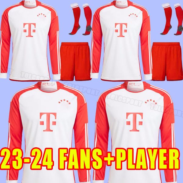 

23 24 bayern soccer jerseys munich de ligt sane 2023 2024 football shirt goretzka gnabry kimmich fans long sleeve full set home away third f, Black;yellow