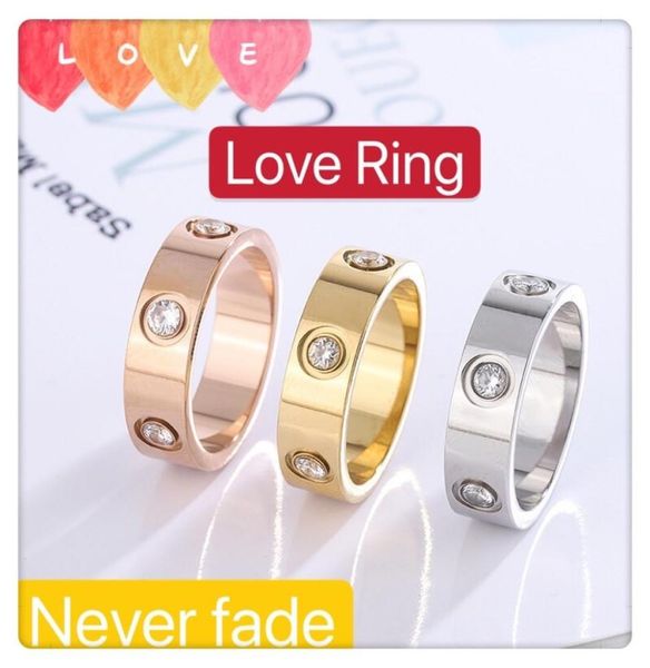 

2021 european and american men039s and women039s rings titanium steel belt diamond lovers ring9901523, Silver