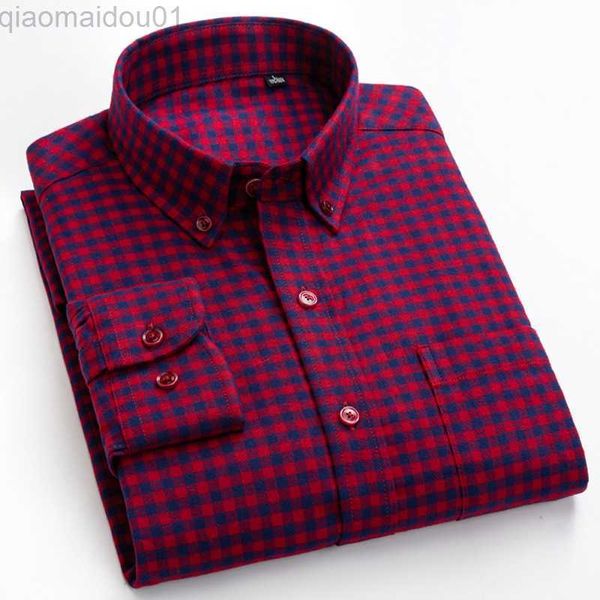 

men's casual shirts men's casual button down brushed cotton shirt long sleeve standard-fit comfortable thick gingham plaid flannel, White;black