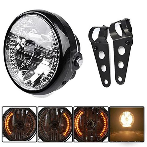 

universal black bracket mount universal 7 motorcycle bike headlight led turn signal light314m
