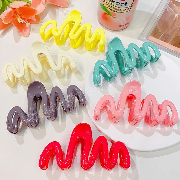 

new 10.2cm solid color geometric simple hair claw for women girls long thick headband colorful hair clip fashion hair accessories, Slivery;white