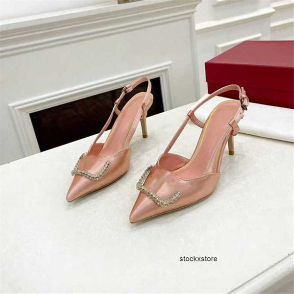 

flat valentinolies fashion dress shoes women casual leather high heel metal buckle business letter wedding party shoes 03-018 vwua, Black