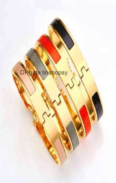 

fashion 8mm stainless steel charm bracelets women luxury jewelry designer h bangles orange color enamel gift for love4f9993535459652476, Black