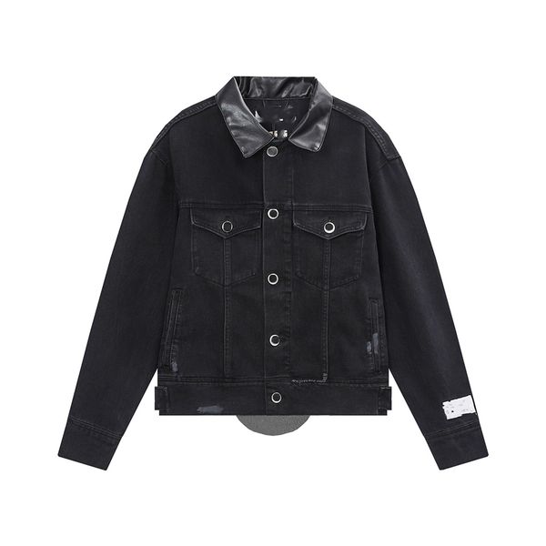 

men's jacket 2023 langfannity fashion retro decoration denim cotton soft wrinkle proof long sleeve loose couple casual coat 02-01, Black;brown