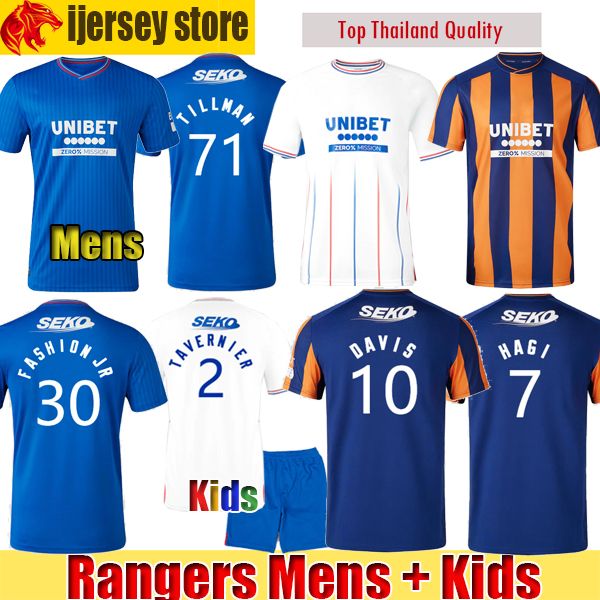 

glasgow rangers soccer jerseys tavernier 2324 tillman 2023 2024 davis colak goldson kamara lundstram hagi fashion jr kent football shirt men, Black;yellow