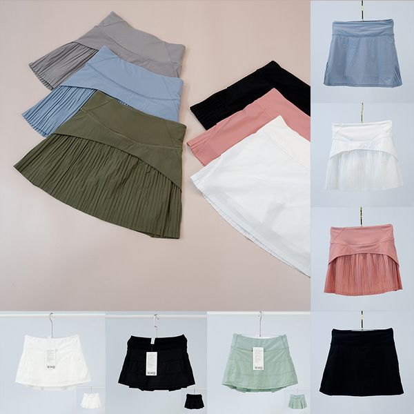 

women summer sports tennis skirt anti glare outdoor fitness short skirt yoga gym clothes pleated lined shorts quick drying breathable yoga p, Black
