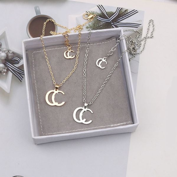 

20 style luxury designer necklace pendant necklaces designers classic gold plated pendant stainless steel letter for women wedding jewelry n, Silver