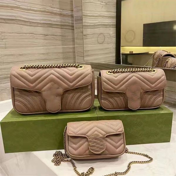 

fashion shoulder bag famous brand women designer bag leather chain double gs bag cross body pure color womens handbag crossbody bag purse fa