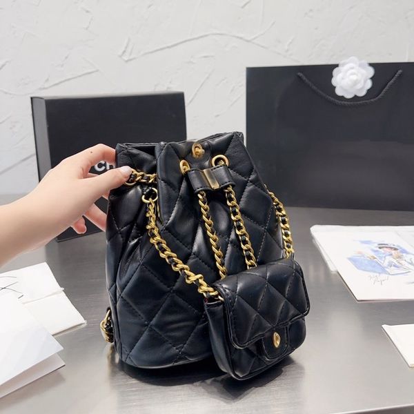 

designer backpack women fashion backpack classic gold buckle plaid chain calf leather mother backpack school bag backpack