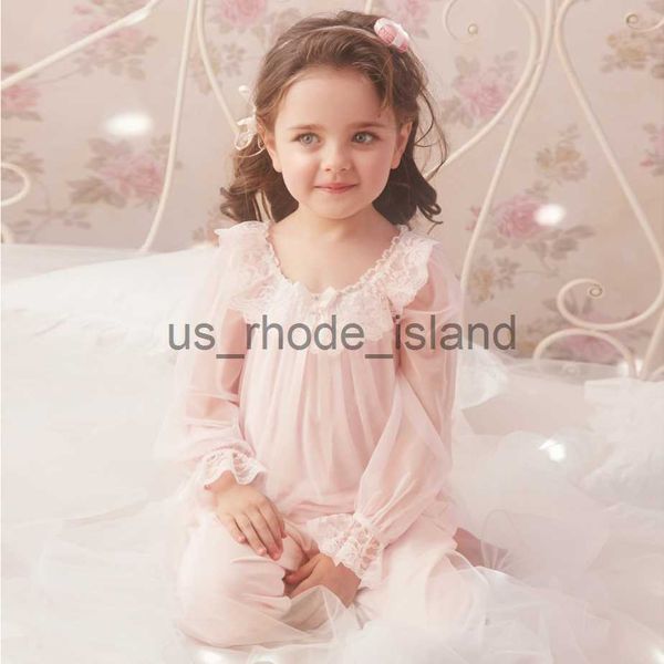 

pajamas children girls lolita princess pajama sets.long sleeve voile +pants.toddler kid's pyjamas set.courtly style sleep loungewear x0, Blue;red