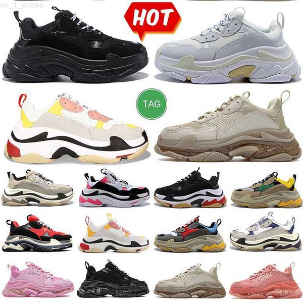 

2023 triple s shoes designer mens womens platform shoe clear sole black white grey red pink blue royal neon green trainer sneakers for men a