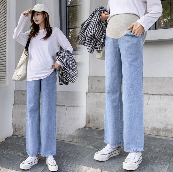 

6911 maternity pants spring autumn maternity jeans belly support loose pants support abdomen elastic waist trousers8591771, White