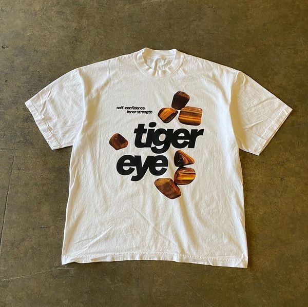 

women's tshirt vintage tshirt classic tigereye letter pattern printed men's gothic large korean fashion 230720, White