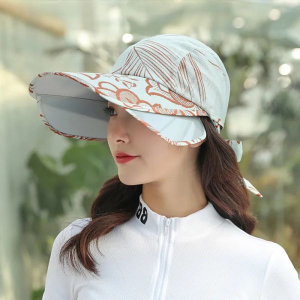 

2023 women's beach summer travel sunscreen hat travels vacation fashion wild sun hats with box2084, Blue;gray