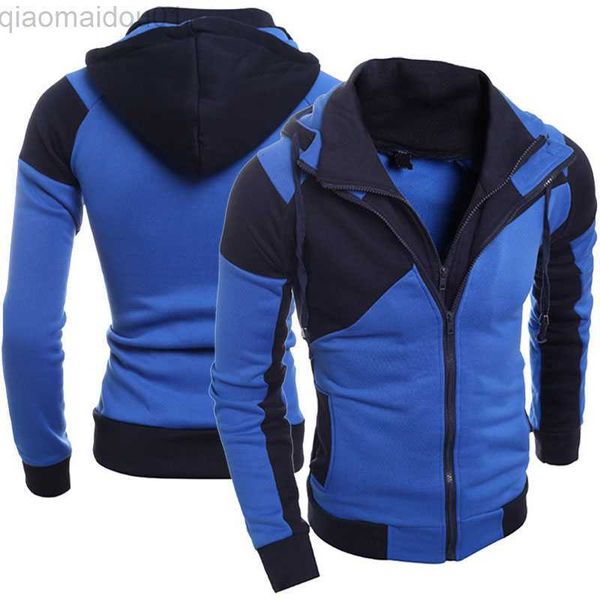 

men's hoodies sweatshirts new double zipper cardigan hoodie sweatshirt men streetwear hoodies autumn winter casual slim fit hoody sweat, Black