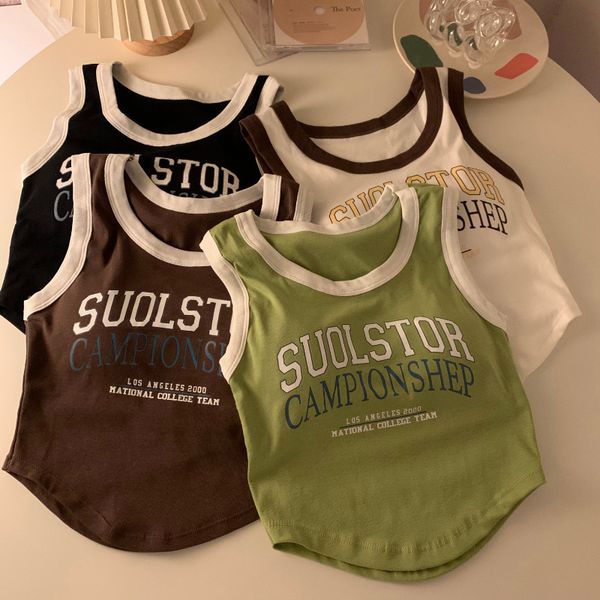 

women's tanks camis letter printed tank woman korean fashion colorblock built in bra omighty sleeveless casual sport drop 230720, White