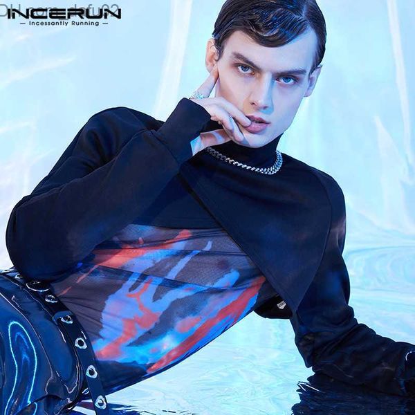 

men's sweaters fashion men's crop solid turtle neck long sleeve casual irregular underwear street apparel 2023 camisetas s-5xl z23, White;black