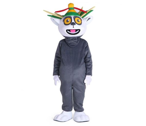 

2019 new madagascar king julian lemur lemuroid lemuridae mascot costume cartoon character mascotte for halloween4635277, Red;yellow