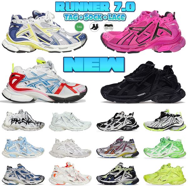 

2023 fashion runner 7.0 women men hike shoe athletic black white pink blue red green trend graffiti jogging 7s casual hiking shoes vintage s