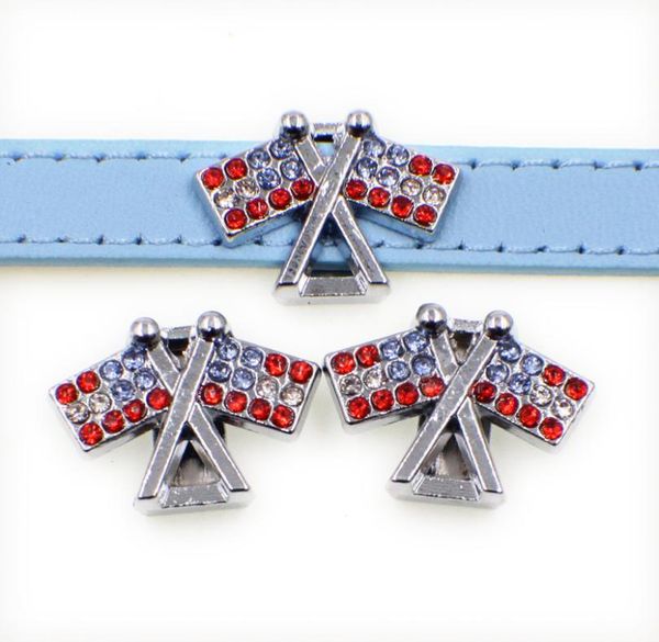 

whole rhinestone flags zinc alloy 10mm slider charms diy accessories fit 10mm pet collar wristband sl5044102216, Bronze;silver