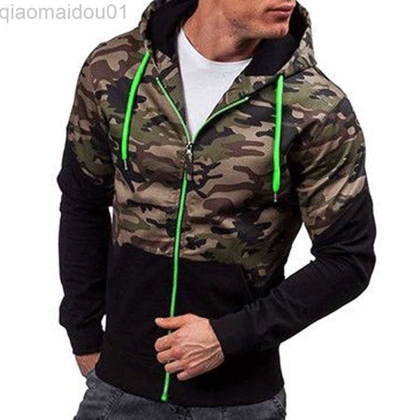 

men's hoodies sweatshirts men's hoodies spring autumn casual longsleeve zip hoodie men sweatshirt camouflage patchwork hooded swea, Black