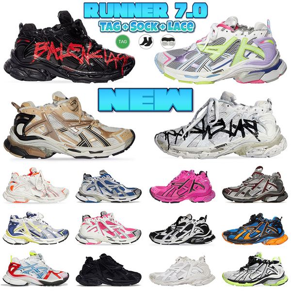 

2023 womens mens hike shoes paris runner 7.0 graffiti trainers black white pink yellow blue red trend designer jogging 7s famous sports vint
