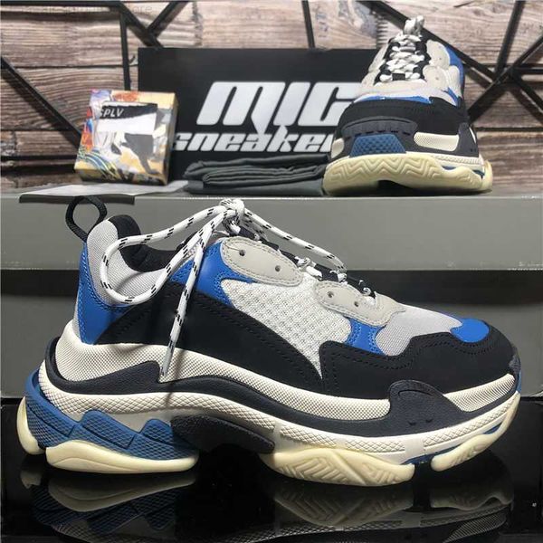 

casual shoes paris fashion 17fw triple s sneakers boots for men women green white vintage old dad grandpa with box, Black