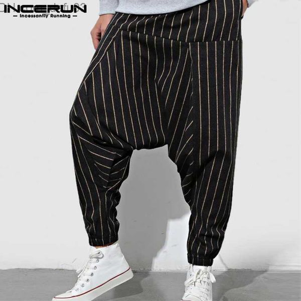 

men's pants 2023 fashion men's striped pants brushed street clothing casual loose pants men's jogger s-5xl 7 z230721, Black