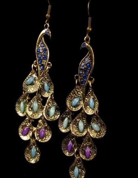 

jewelry earrings vintage peacock earrings for women rhinestone antique gold dangle earrings casual party dress accessories1609553, Silver