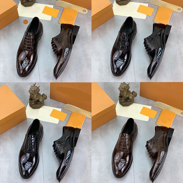 

2023 lace up coffee black formal dress shoes leather black shoe men business party wedding men dress shoes flat with box wedding shoe for pa