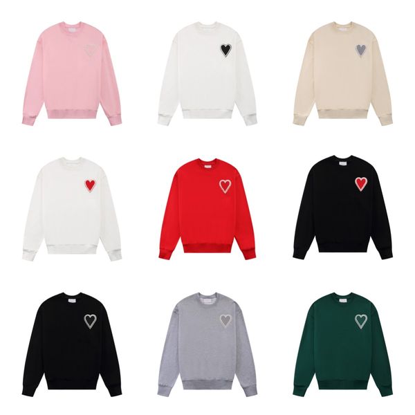 

fashion hoodie male designers amisparis hooded highs quality sweater embroidered red love round neck jumper couple sweatshirts 001, White;black
