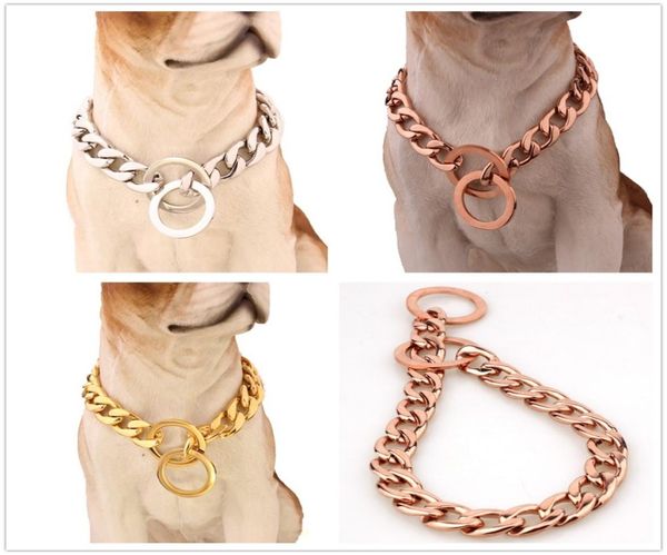 

15mm customized 316l stainless steel silvergoldrose gold 11 nk cuban chain pet dog collar choker necklace 1234quot5977635, Silver