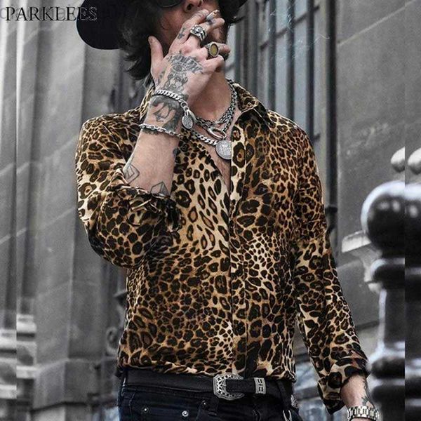 

men's casual shirts stylish western cowboy shirt men 2021 fashion leopard python print shirts men casual social streetwear shirt male c, White;black