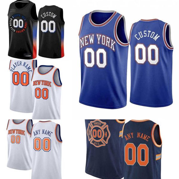 

75th custom men women youth new york''knicks''rj 9 barrett julius 30 randle derrick 4 rose alec 18 burks basketball jers, Black;red