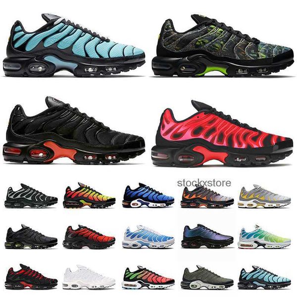 

with box authentic sports sneakers tn plus se mens running shoes big size us 12 triple black white volt mean green fire pink trainers eur 36