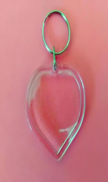 

50 pcs heart shaped diy acrylic blank picture frame keychains transparent blank insert po keychains pendant key ring jewelry ac4644363863, Slivery;golden