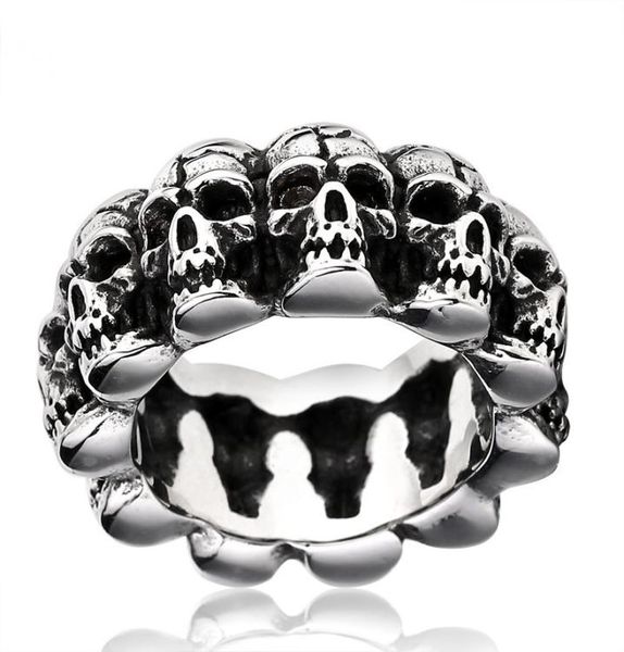

men exaggerated retro punk skull ring stainless steel ring titanium steel jewelry halloween ring 6047682, Silver