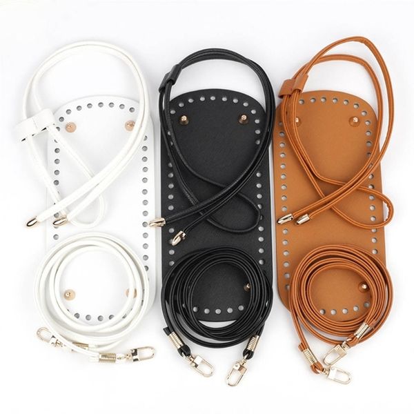 

bag parts accessories 3pcs/set bag bottom shaper diy knitting crochet pu leather handbag purse base with bottom strap string bucket bag acce, Black