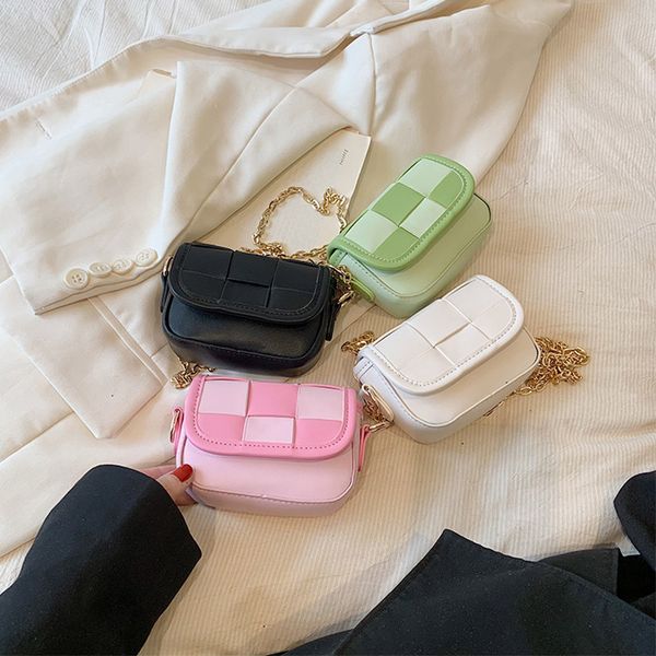 

kids princess handbags braided children candy mini square bags baby girls chain crossbody bag lipstick coin purse f1759, Black