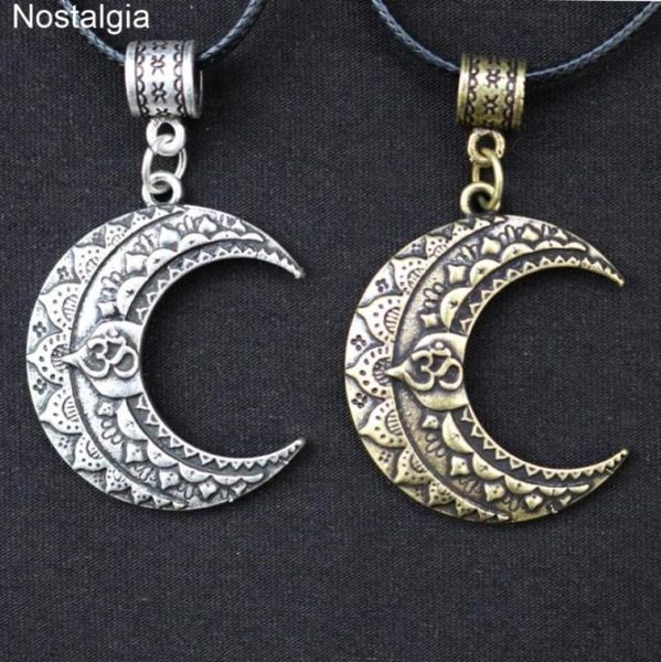 

nostalgia om yoga moon necklace wicca pagan jewlery mandala lotus flower spiritual jewelry witchcraft pendant7302171, Silver