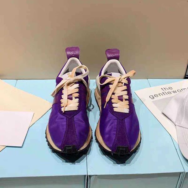 

designer shoes lanvi neutral round head outdoor shoes women shoes cowhide+fabric sneaker men shoes front lace up sporty casual shoes with hi, Black
