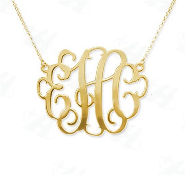 

custom monogram necklace fashion bold statement initial letter pendant necklace goldcolor necklace for womencolares femininos v9667255, Silver