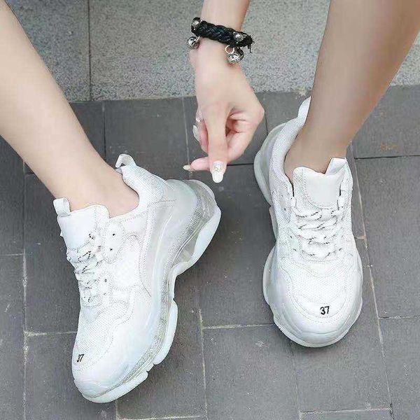 

triple-s women men triple s shoe dad casual shoes crystal clear bottom paris 17fw leisure sneakers for vintage old grandpa trainer chaussure, Black