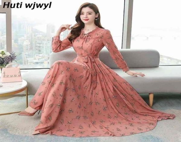 

4xl plus size floral chiffon boho dress spring autumn vintage women maxi dresses white casual party bodycon long vestidos 2104028233111, Black;gray