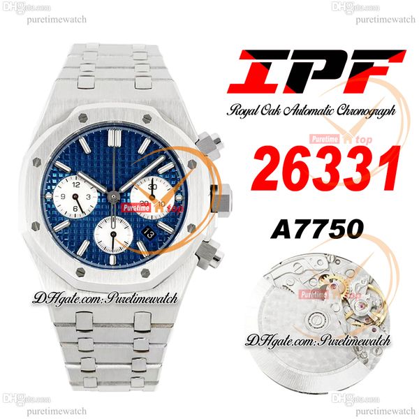 

ipf 26331 eta a7750 automatic chronograph mens watch blue white dial stick markers stainless steel bracelet super edition herrenuhr reloj ho, Slivery;brown