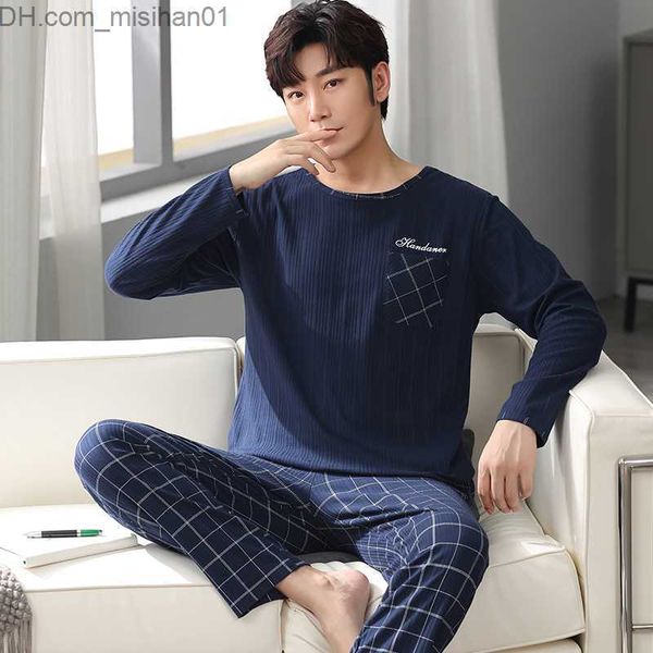 

men's sleepwear autumn men's pure cotton pajamas plain pajamas large l-4xl pajama set casual sleep and lounge pajamas hombre pajam, Black;brown