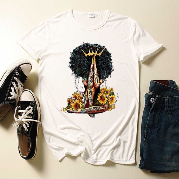 

cool melanin black girl print female, White